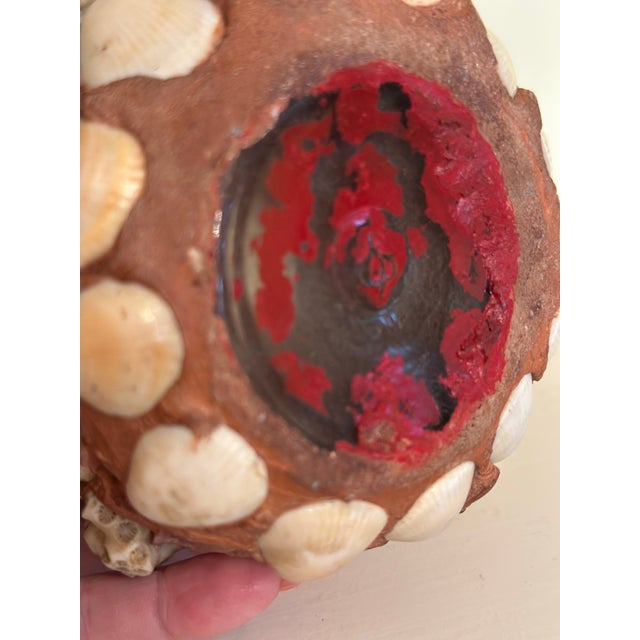 Folk Art Vintage Coastal Folk Art Shell Jar For Sale - Image 3 of 5