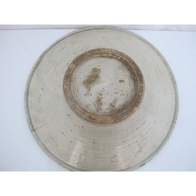 Chinese East Asian Song or Yuan Style Celadon Glaze Shallow Earthenware Bowl For Sale - Image 9 of 9