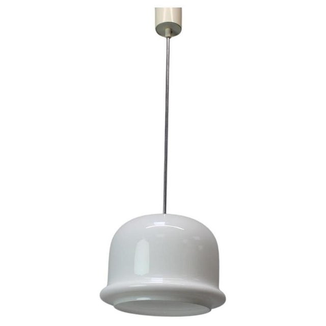 Vintage Czechoslovakian Opaline Glass Pendant Lamp, 1970 For Sale - Image 9 of 9