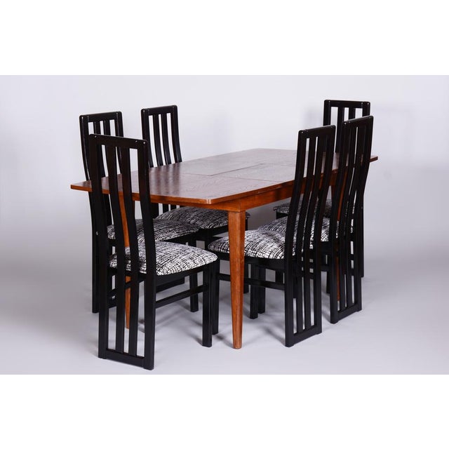 Art Deco Oak Dining Table attributed to Jindřich Halabala for Up ZávodyCzechia, 1940s For Sale - Image 11 of 14