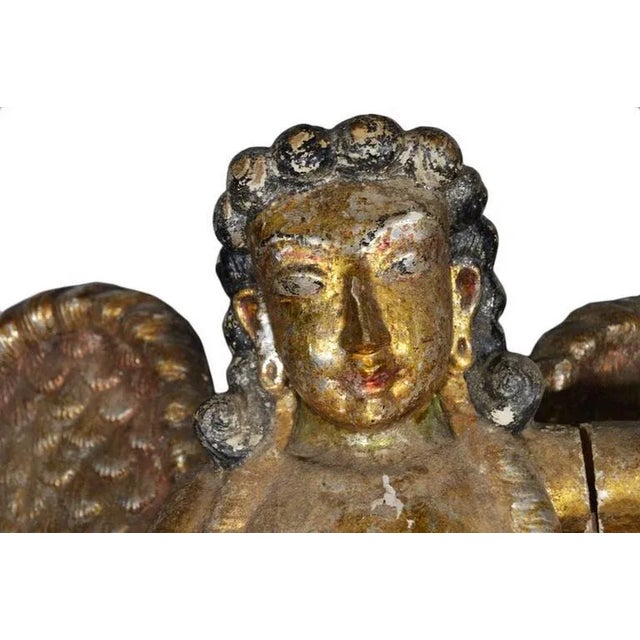 Vintage Asian Hand-Carved Giltwood Female Angel Statue, Circa 1950 For Sale - Image 9 of 10