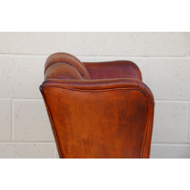 Vintage Chesterfield Tufted Leather Wingback Chair | English Library Style, 1960s For Sale - Image 11 of 18