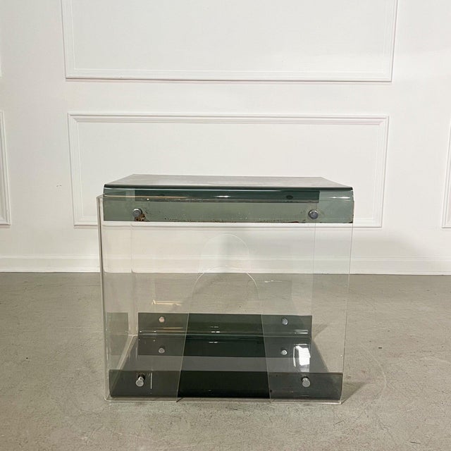 60's Modern Smoked and Clear Lucite with Chrome Magazine Table For Sale - Image 4 of 9