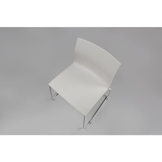 Mid-Century White Chair with Metal Frame and Plastic Seat, Belgium For Sale - Image 6 of 12