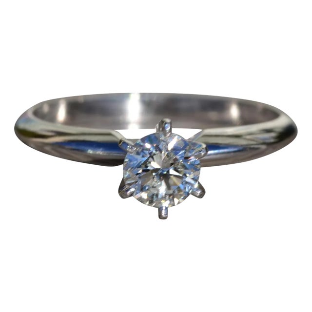 The Hammondville: Ladies 14K White Gold 0.50 CT Solitaire Diamond Engagement Ring For Sale