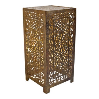 Vintage Moroccan Brass Table Light For Sale