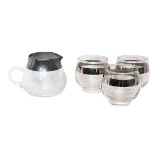 Mid-Century Dorothy Thorpe Creamer and Glasses-Set of 4 For Sale
