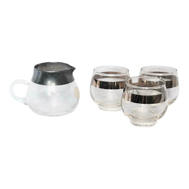 Mid-Century Dorothy Thorpe Creamer and Glasses-Set of 4 For Sale