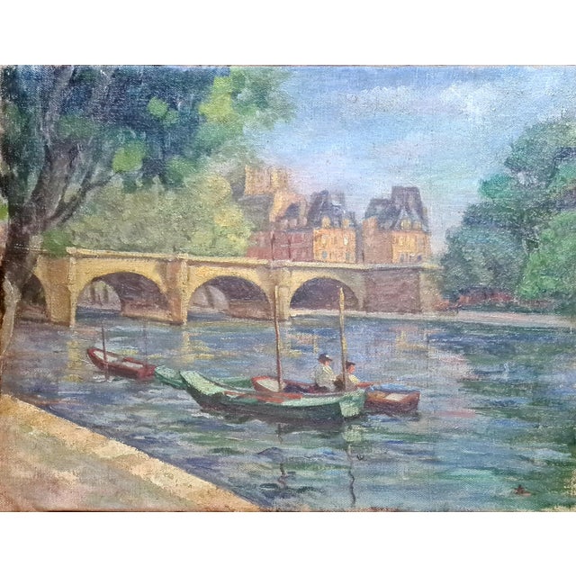 Blue Impressionist Artist, The Pont Neuf, Paris, 1920, Oil Painting For Sale - Image 8 of 8
