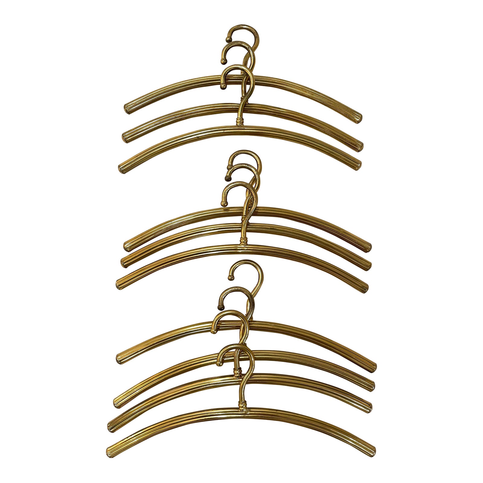 Set/10 Mid Century Fluted Brass Hangers Chairish