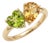 Peridot & Citrine Toi Et Moi Ring - Heart & Pear Cut Gemstone Bypass Ring - August & November Birthstone Ring Us 7 For Sale