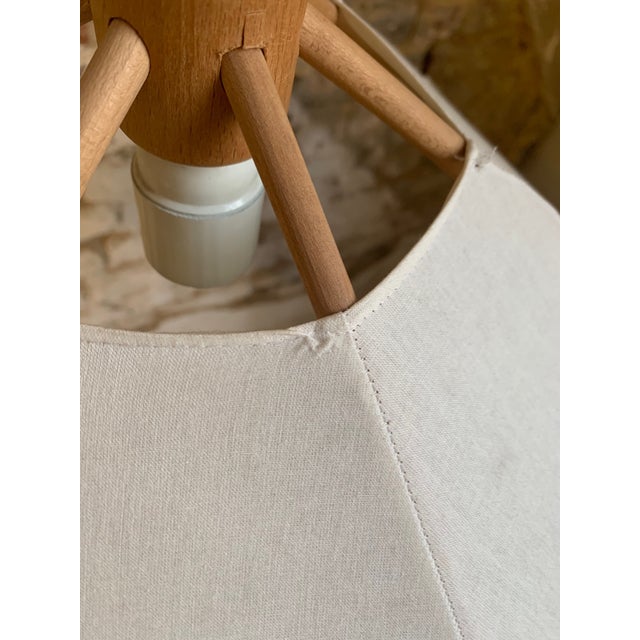 Beech and Linen Pendant Light from Domus, 1970 For Sale - Image 12 of 15