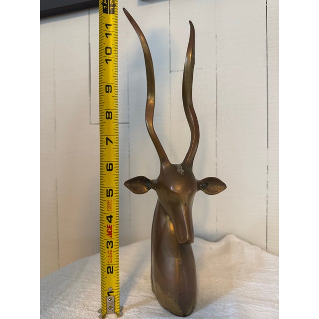Brass Mid-Century Brass Antelope Gazelle Head Figurine For Sale - Image 8 of 9