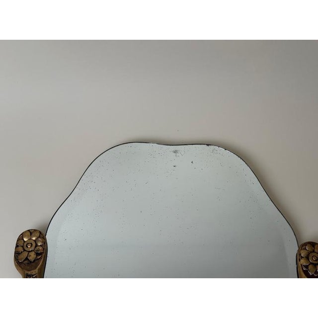 Gold Swedish Grace Carved Giltwood Mirror with Beveled Glass and Roses, 1930 For Sale - Image 8 of 17