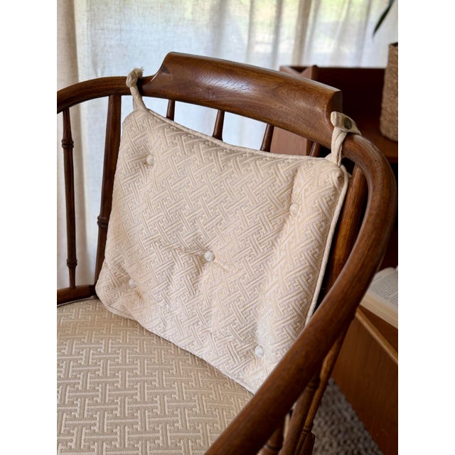 A mid century modern side chair by Drexel with a bamboo design, circa 1970s. This chair features solid wood construction...