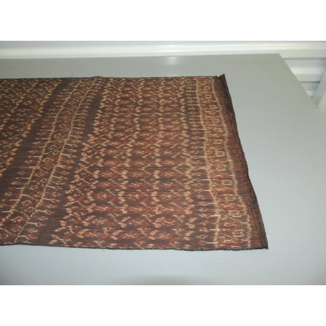 Vintage Brown and Tan Woven Cotton Ikat Textile Size:19”H x 54”L