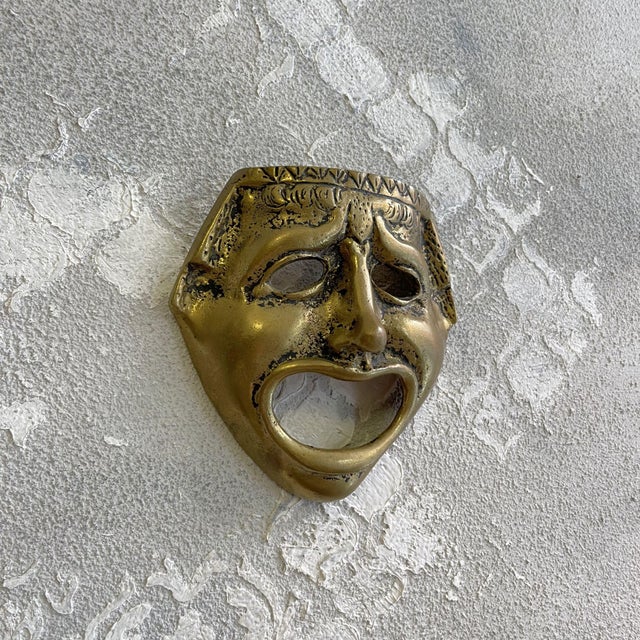 Decorative Mask in Brass from the Classical Greek-Roman Theatre, 1800s For Sale - Image 3 of 9