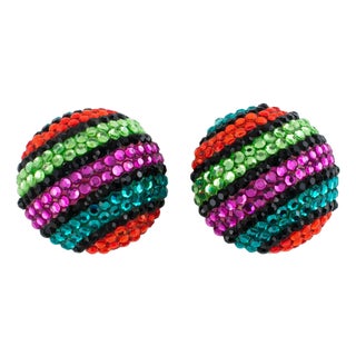 Richard Kerr Multicolor Jeweled Clip-on Earrings For Sale