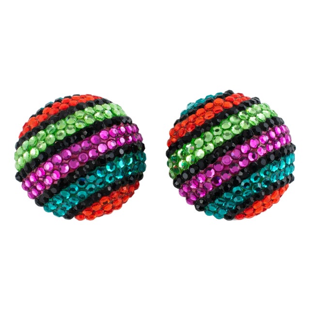 Richard Kerr Multicolor Jeweled Clip-on Earrings For Sale