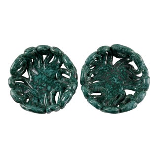 1960s Paul's Italian Mid-Century Modern Green Ceramic Bowls - A Pair For Sale