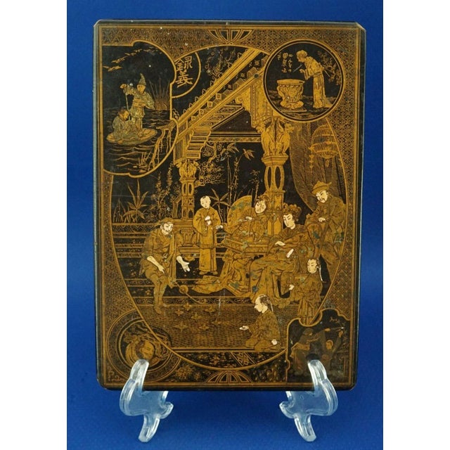 Black Lacquered and Gilded Papier-Mâché Plaque Panel, Japan, Late 19th-Early 20th Century For Sale - Image 15 of 15