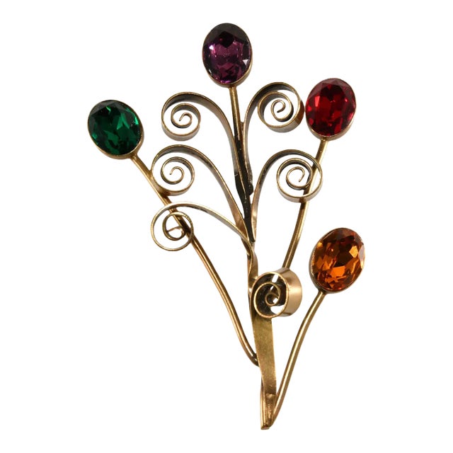 Joseff of Hollywood Seacutter Floral Spray Statement Brooch For Sale