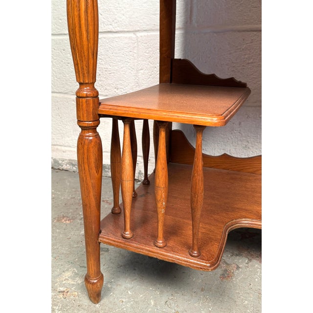 Early 19th Century Victorian Antique Golden Oak Slant Front Secretary Desk Etagere For Sale - Image 12 of 16