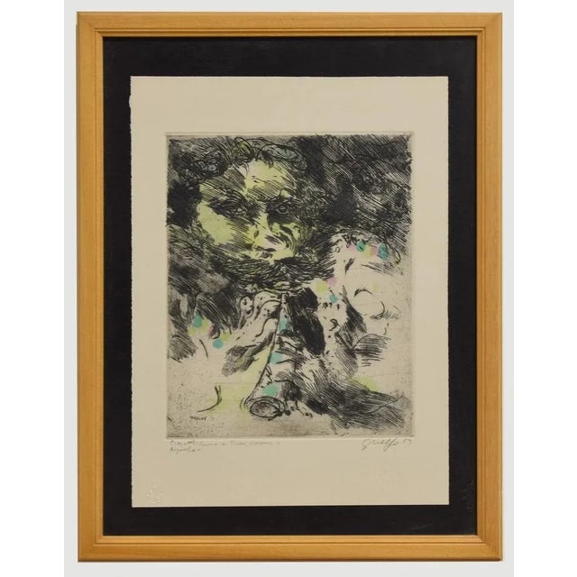 Faun is an original artwork realized in Italy by Guelfo Bianchini (Ancona, 1937) in 1959. Original Etching on paper. Hand-...