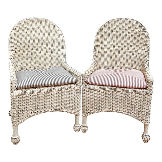 Contemporary Wicker Dining Chairs a Pair Chairish