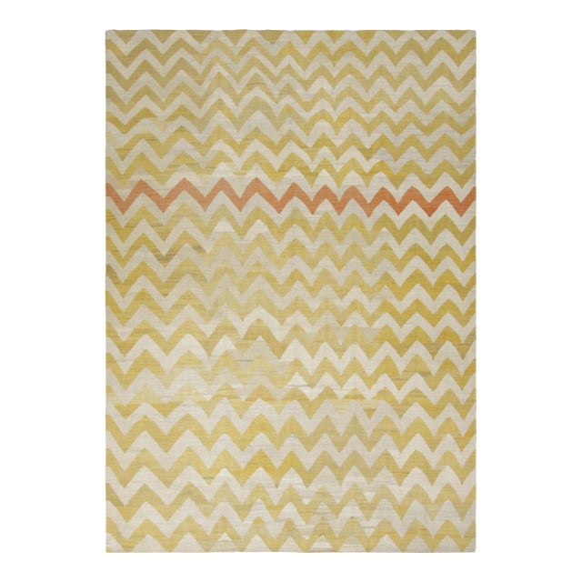 Vintage Egyptian Kilim With Gold and Chevrons - Rug & Kilim For Sale