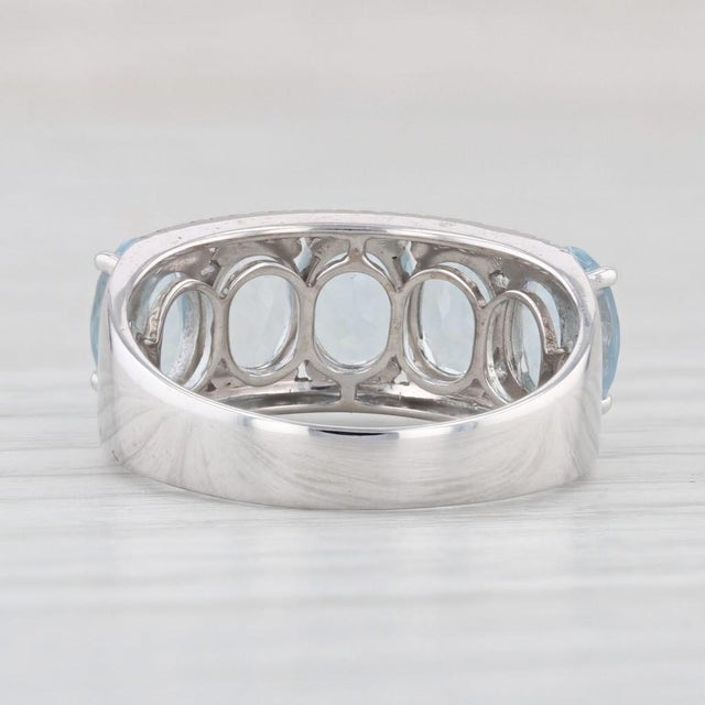 7.65ctw Aquamarine Diamond Ring 14k White Gold Size 7 For Sale - Image 4 of 8