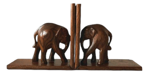 Mid-Century Hand-Carved Teak Elephant Bookends, 1960s, Set of 2