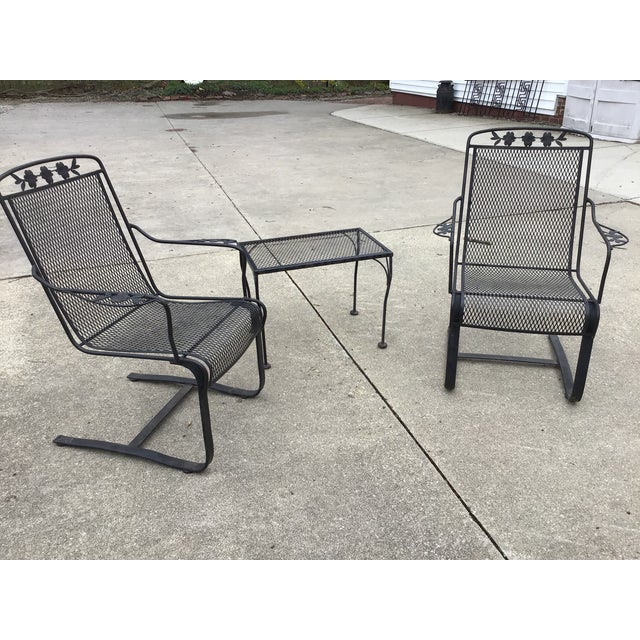 Russell Woodard Wrought Iron Bouncy Patio Chair Table Set- 3 Last