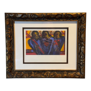 Three Figures in Harmony - Signed Print With Ornate Frame