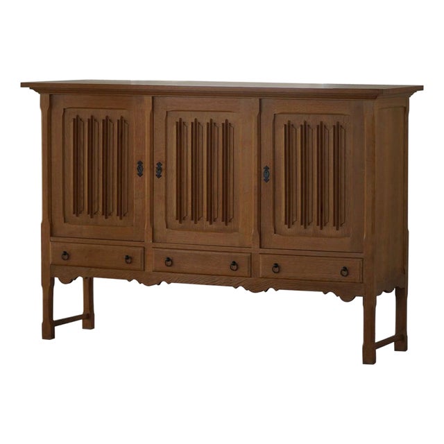 Vintage Danish Brutalist Sideboard in Oak, 1960s For Sale