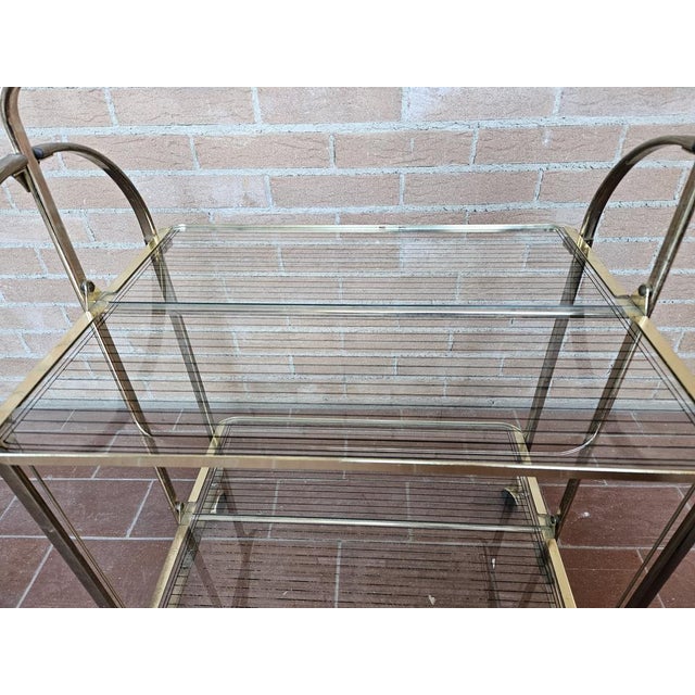 Trolley in Brass and Glass with Two Shelves, 1970s For Sale - Image 6 of 14