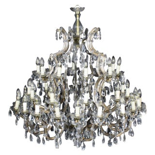 Antique English 41 Light Ballroom Crystal Chandelier, 1920s For Sale