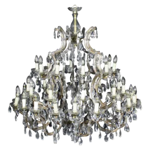 Antique English 41 Light Ballroom Crystal Chandelier, 1920s