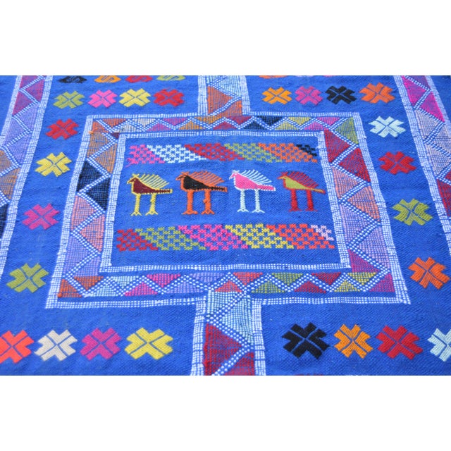 Tribal Blue Moroccan Berber Rug- 4'5'' x 2'10'' For Sale - Image 3 of 5