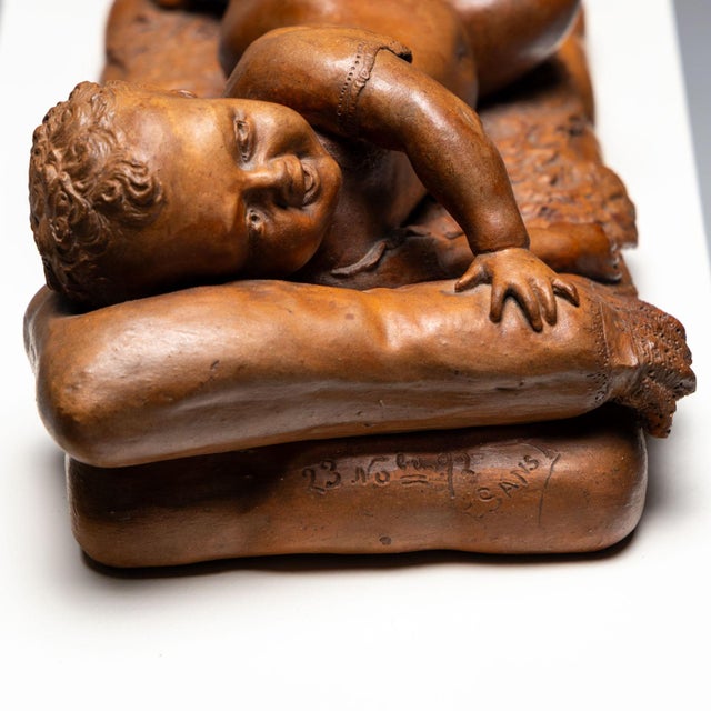 Reclining Infant in Terracotta by F. Sans For Sale - Image 3 of 16