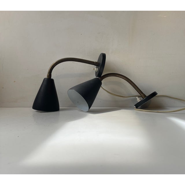 Vintage Adjustable Black Wall Lights by German Raiss Leuchten, 1960s, Set of 2 For Sale - Image 6 of 8