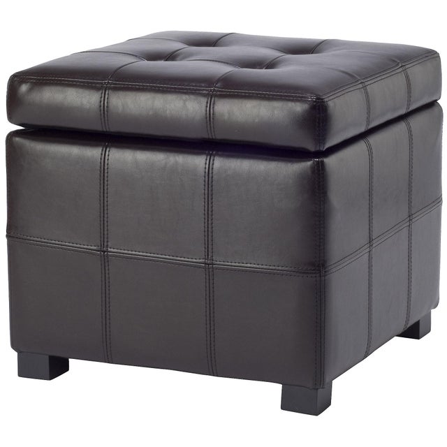 2020s Square Tufted Ottoman in Brown & Black For Sale - Image 5 of 11