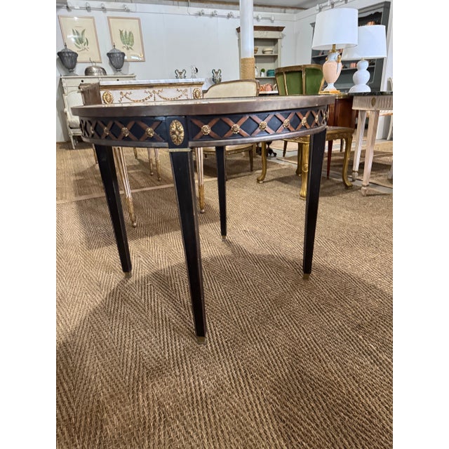 Mid 20th Century French Neoclassical-Style Circular table with Marble Top and Brass Trim For Sale - Image 11 of 18