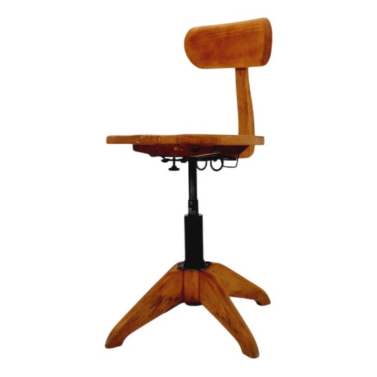 Bauhaus Swivel Office Chair in Wood by Stoll, 1930s For Sale