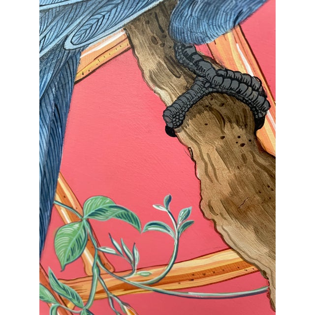 Art for parrot and bird lovers! “Vine and Dandy” is a painting of a blue hyacinth macaw done in a “Modern Chinoiserie”...