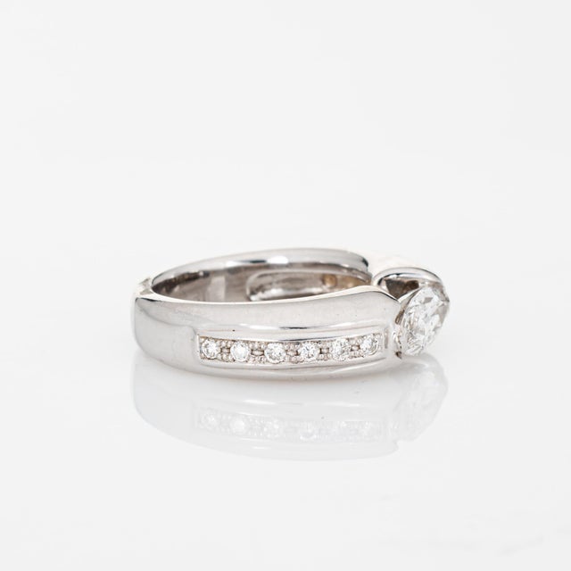 Contemporary 1.10ct Marquise Diamond Band East West Setting Sz 5.5 Ring 18k White Gold For Sale - Image 3 of 6