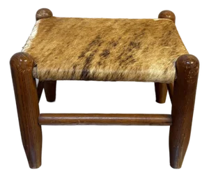 Midcentury Cowhide Footstool