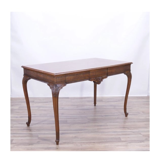 Traditional Early 20th Century George III Style Banded Mahogany Two-Drawer Console Table For Sale - Image 3 of 9