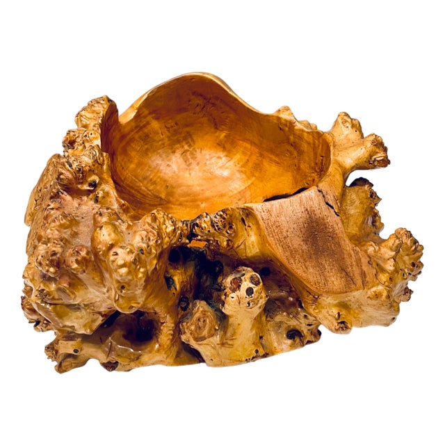 Large Vintage Swedish Bowl in Burl Wood, 1940s For Sale