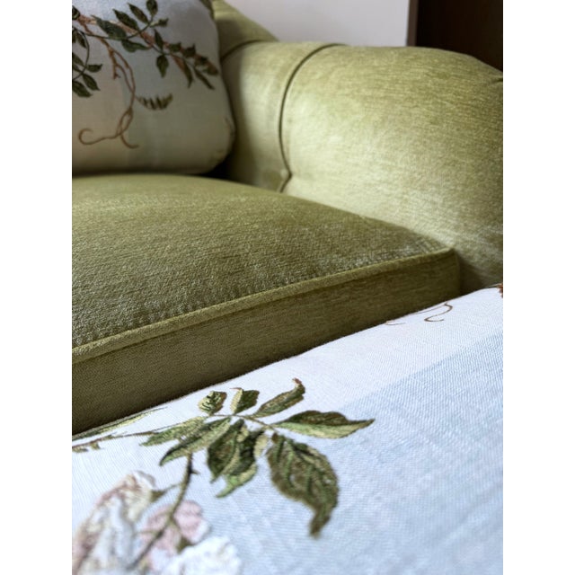 Custom Tufted Celadon Green Lounge Chair & Ottoman Set in Floral Colefax and Fowler For Sale - Image 14 of 18
